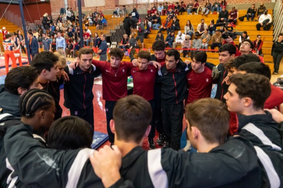 Zach Martin and his Stanford teammates gathered in a huddle