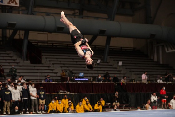 Zach Martin rotating in the air during competition