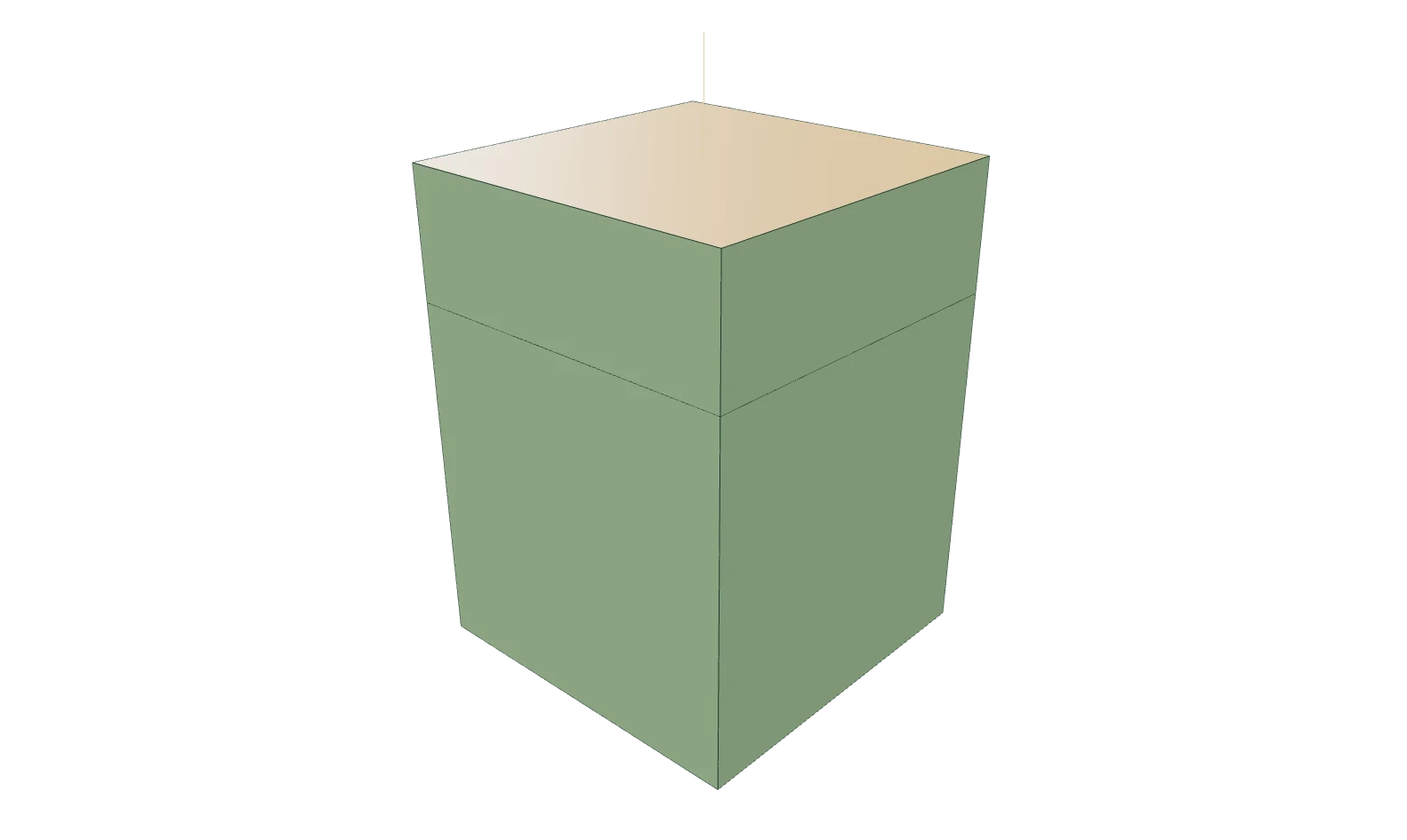 A raised cube face connected to its original boundary by new side faces.