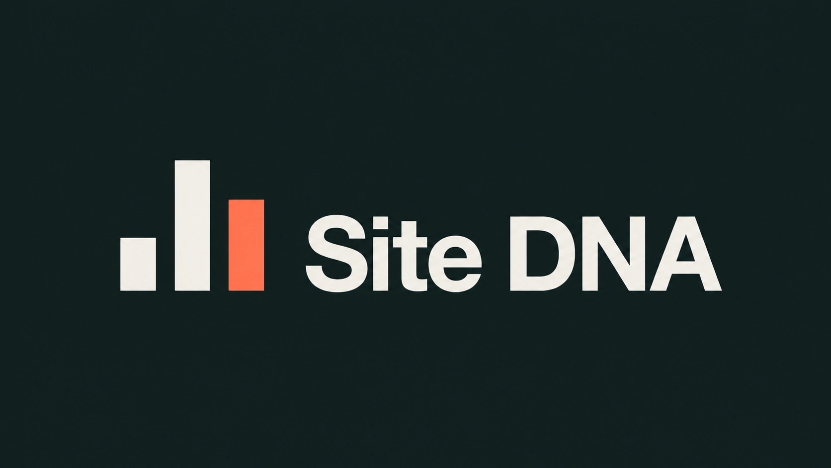Site DNA three-bar logo and wordmark on a dark green background