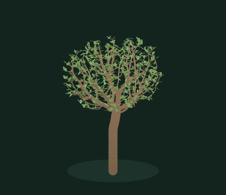 A second procedural tree with a different branching arrangement